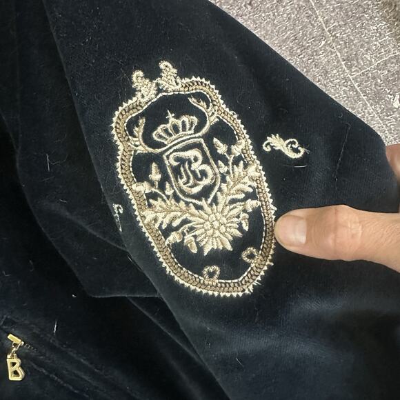 Women's Vintage 80's Bogner USA Navy Blue Velour Raccoon Fur Winter Jacket Sz 10 - Picture 3 of 6